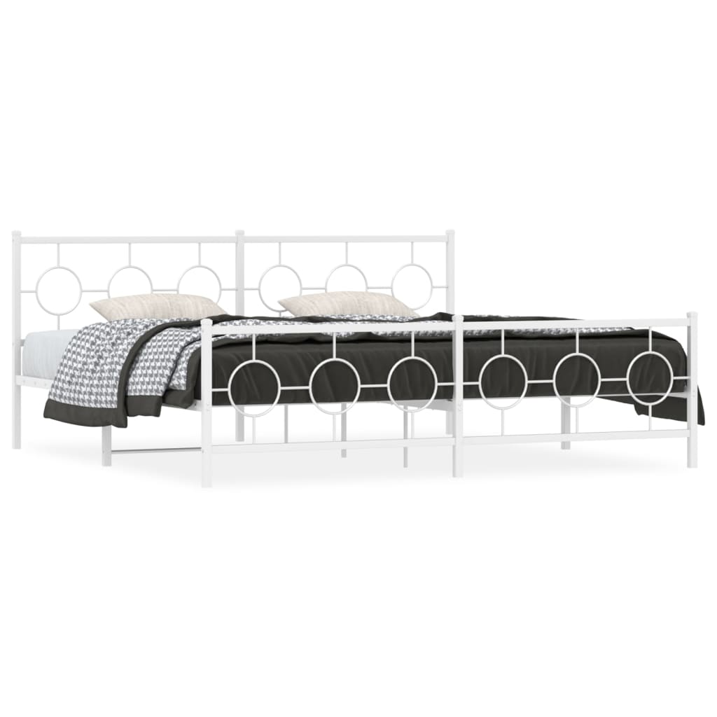 Bedframe met hoofd- en voeteneinde metaal wit 193x203 cm