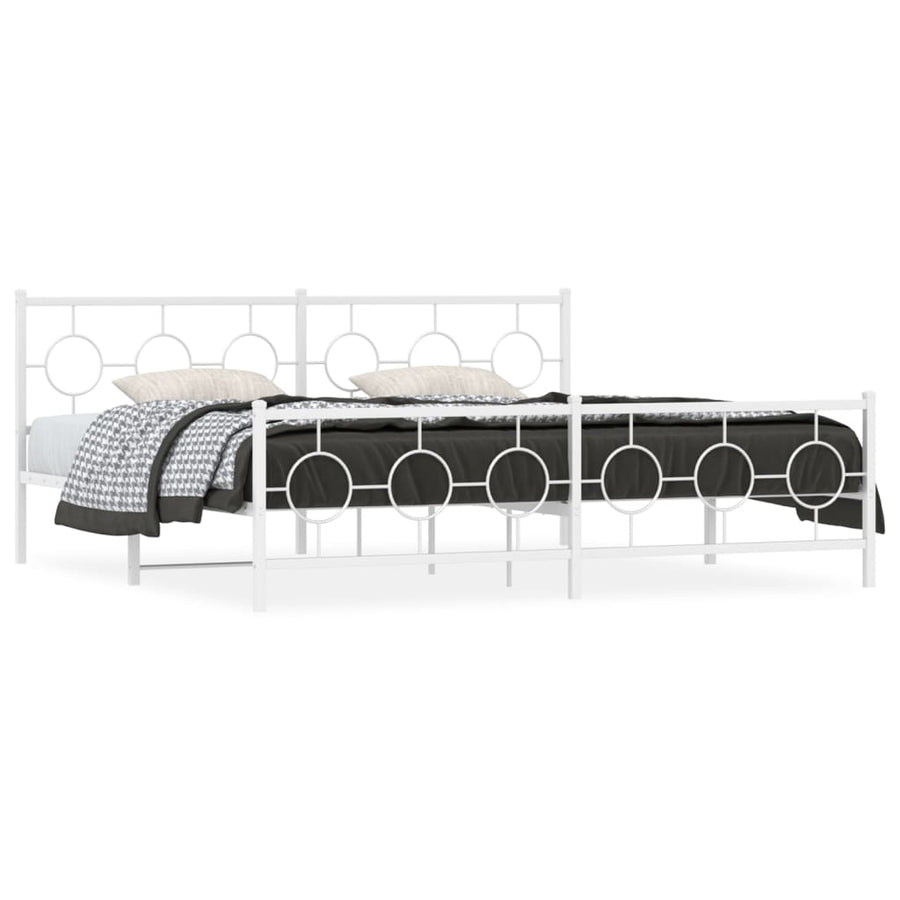Bedframe met hoofd- en voeteneinde metaal wit 193x203 cm