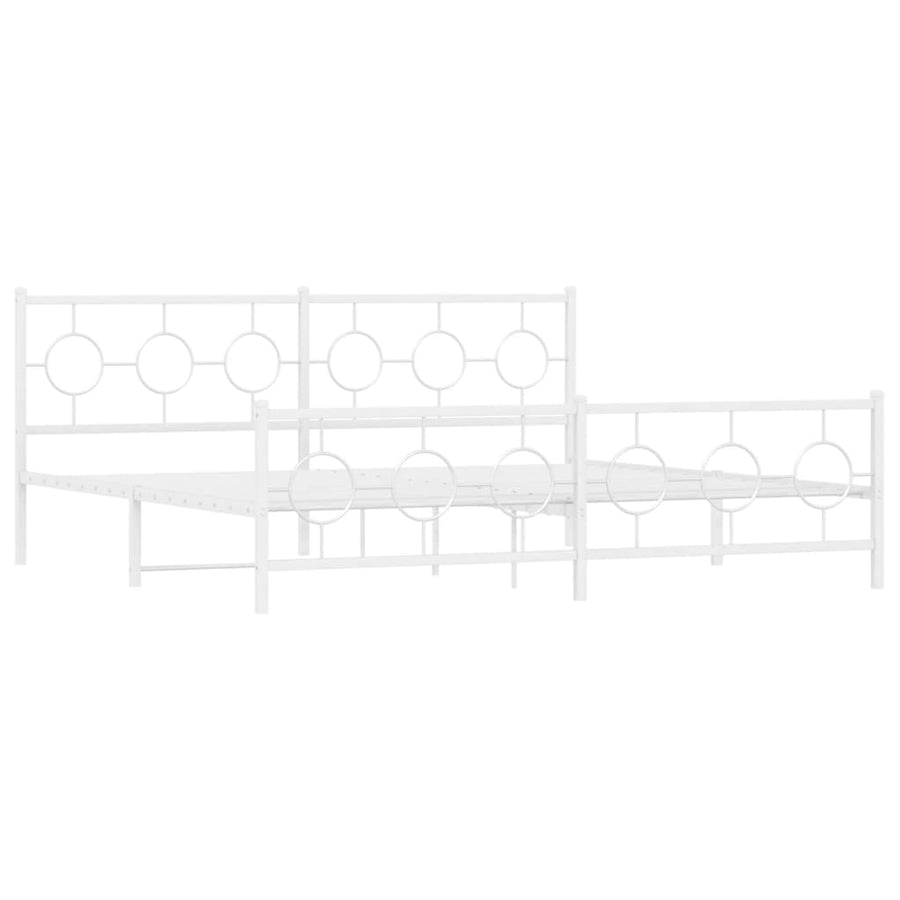 Bedframe met hoofd- en voeteneinde metaal wit 200x200 cm