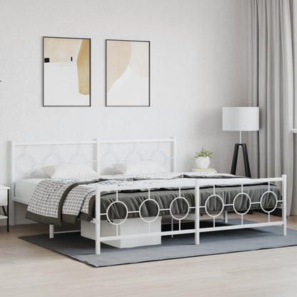 Bedframe met hoofd- en voeteneinde metaal wit 200x200 cm