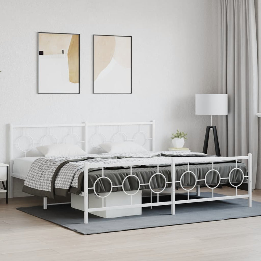 Bedframe met hoofd- en voeteneinde metaal wit 200x200 cm