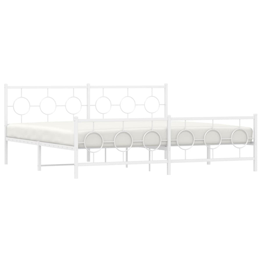 Bedframe met hoofd- en voeteneinde metaal wit 200x200 cm