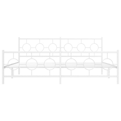 Bedframe met hoofd- en voeteneinde metaal wit 200x200 cm