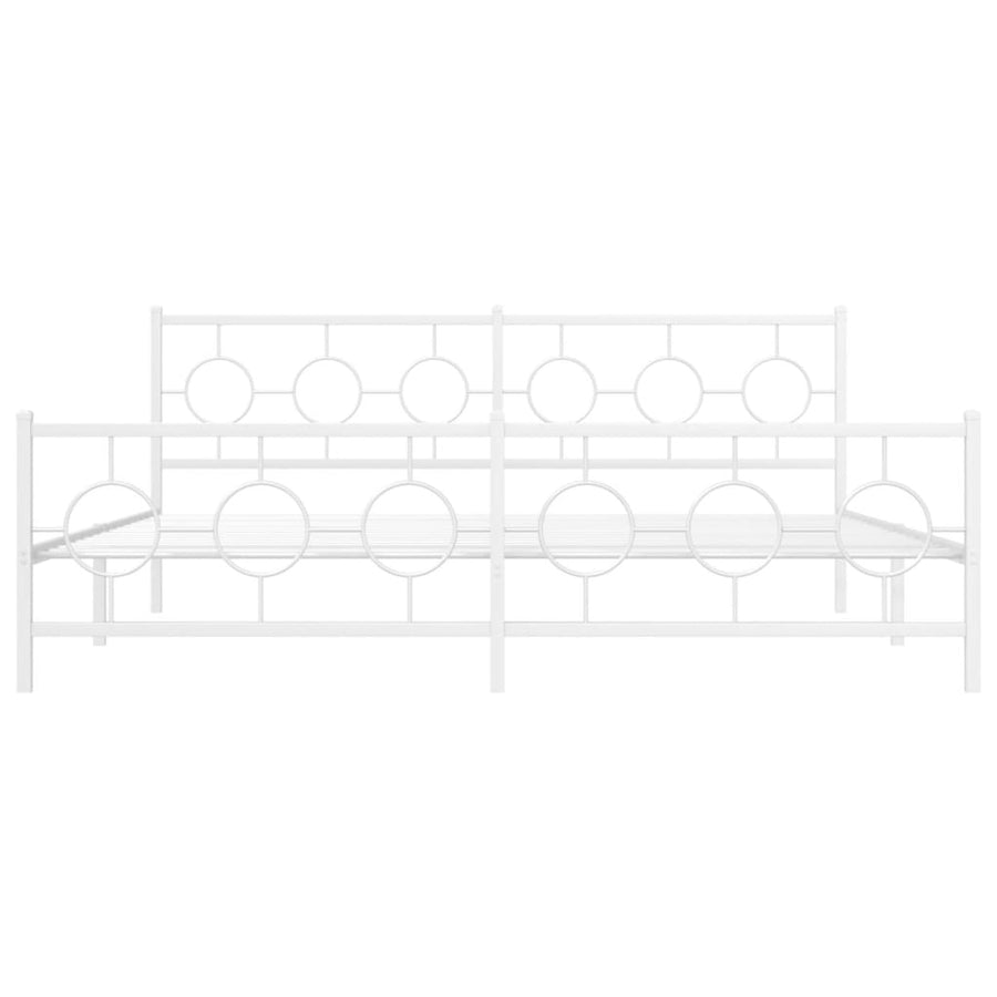 Bedframe met hoofd- en voeteneinde metaal wit 200x200 cm