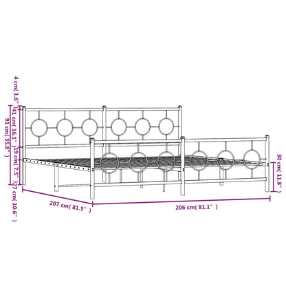 Bedframe met hoofd- en voeteneinde metaal wit 200x200 cm