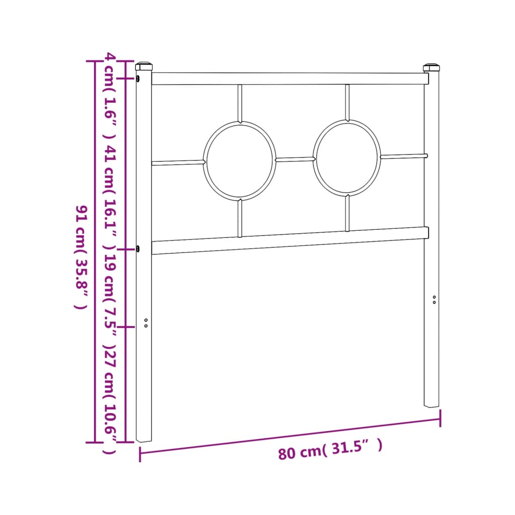 Hoofdbord Metaal Wit 75 cm