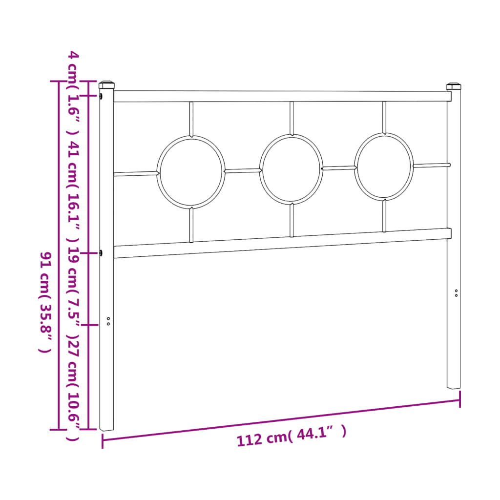 Hoofdbord 107 cm metaal wit