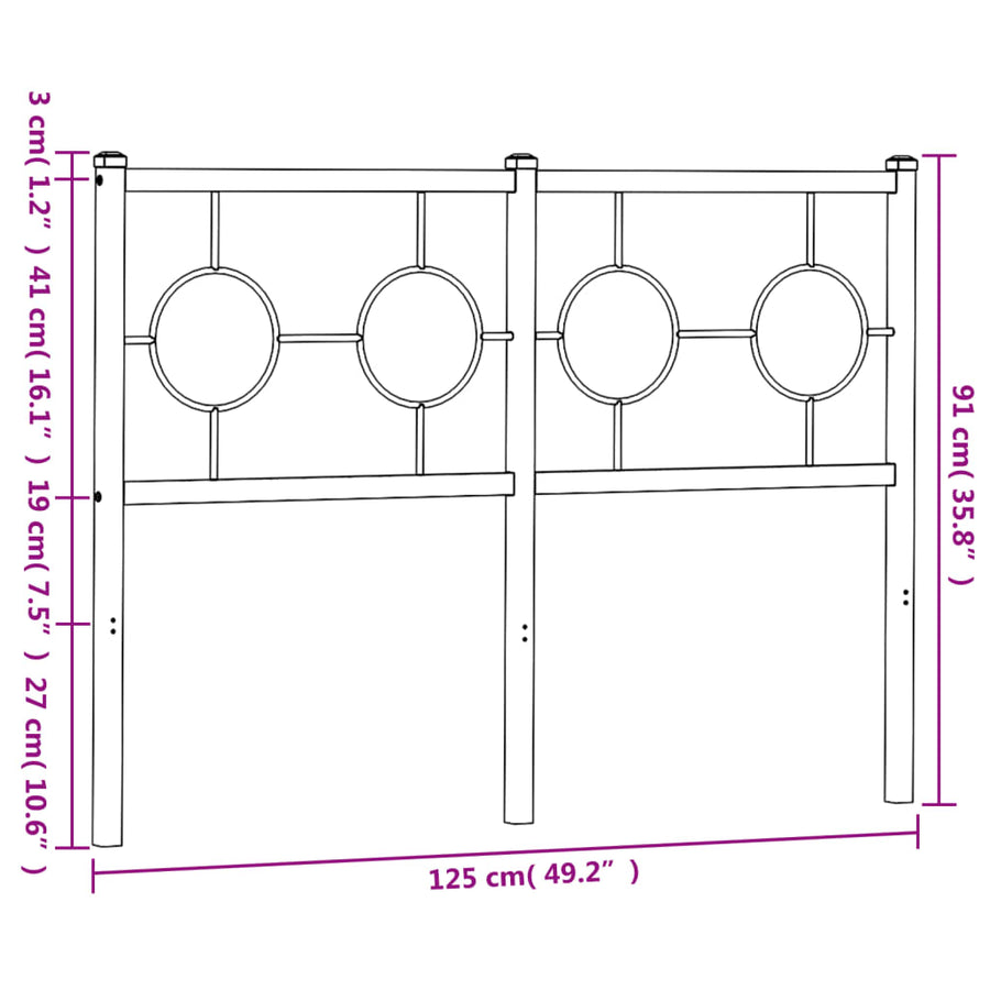Hoofdbord 120 cm metaal wit