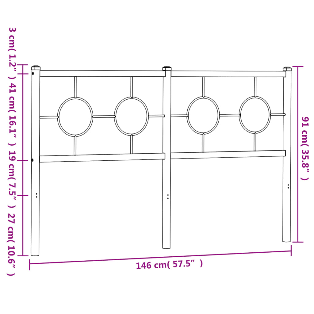 Hoofdbord 140 cm metaal wit