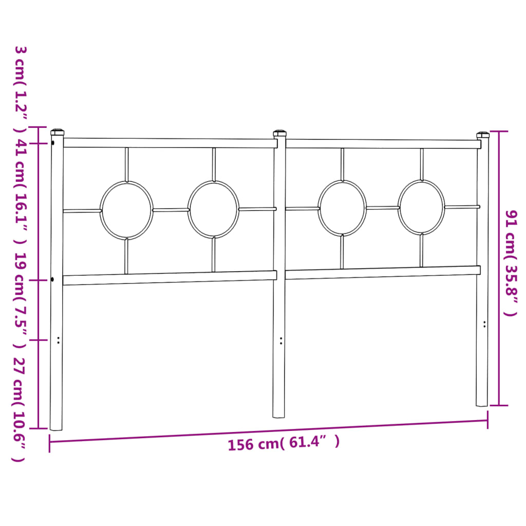 Hoofdbord 150 cm metaal wit