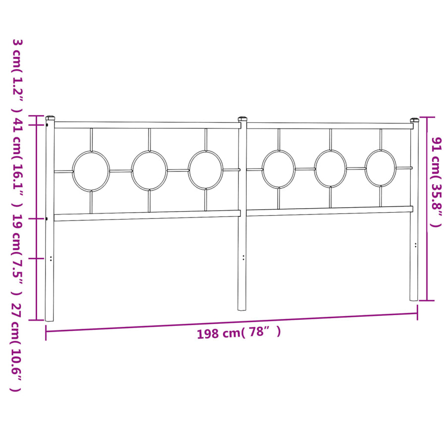 Hoofdbord 193 cm metaal wit