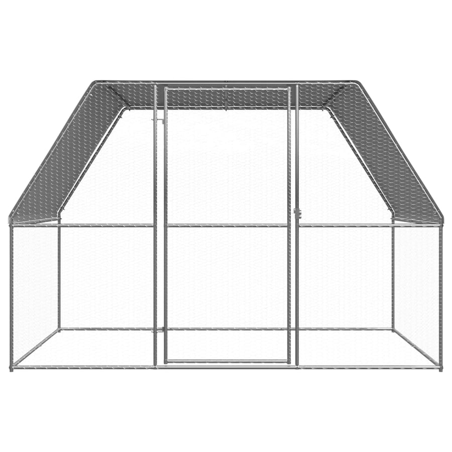 Kippenkooi 3X2X2 M Gegalvaniseerd Staal Zilverkleurig En Grijs