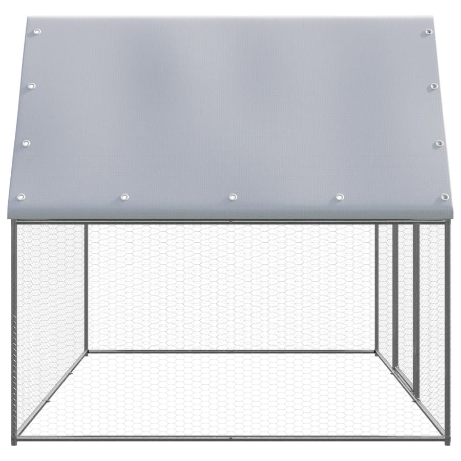 Kippenkooi 3X2X2 M Gegalvaniseerd Staal Zilverkleurig En Grijs