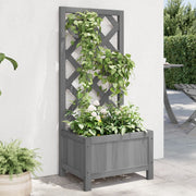 Plantenbak vurenhout grijs 40x30x90 cm met latwerk