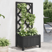 Plantenbak vurenhout zwart 40x30x90 cm met latwerk
