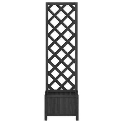 Plantenbak Met Latwerk Massief Vurenhout Zwart