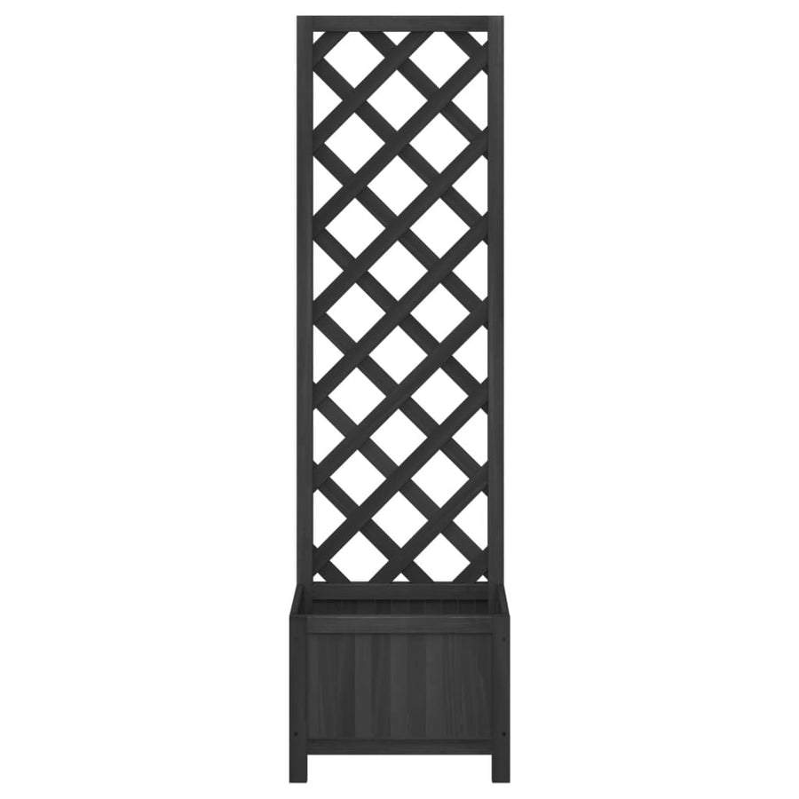 Plantenbak Met Latwerk Massief Vurenhout Zwart