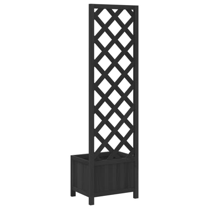 Plantenbak Met Latwerk Massief Vurenhout Zwart