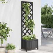 Plantenbak vurenhout zwart 40x30x135 cm met latwerk