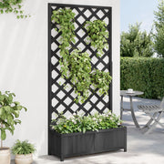 Plantenbak met latwerk 90x35x180 cm zwart massief vurenhout