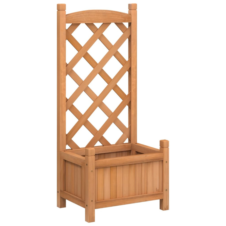 Plantenbak met latwerk massief vurenhout bruin 40 x 30 x 90 cm met latwerk