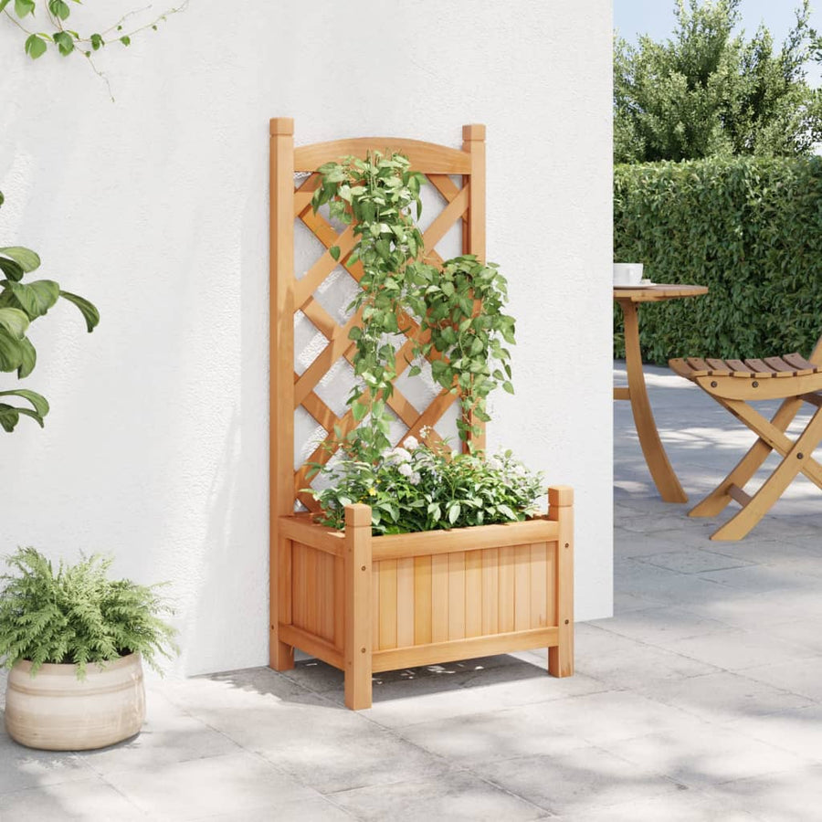 Plantenbak met latwerk massief vurenhout bruin 40 x 30 x 90 cm met latwerk