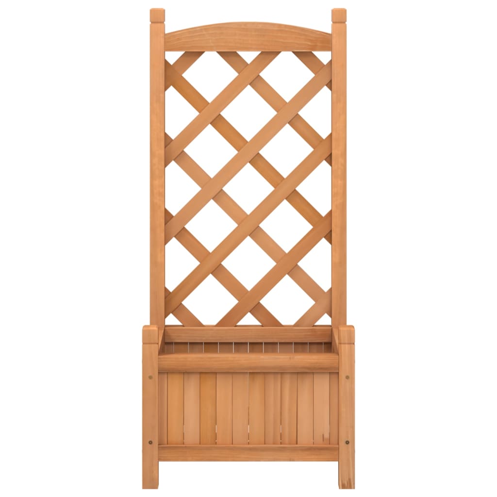 Plantenbak met latwerk massief vurenhout bruin 40 x 30 x 90 cm met latwerk