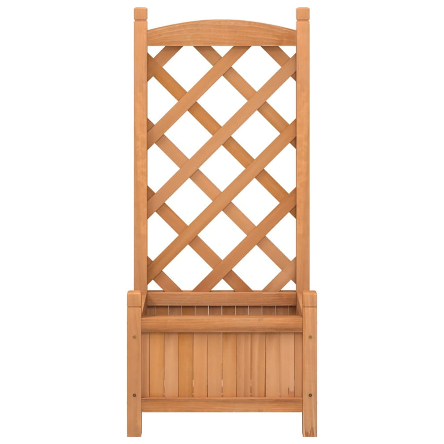 Plantenbak met latwerk massief vurenhout bruin 40 x 30 x 90 cm met latwerk