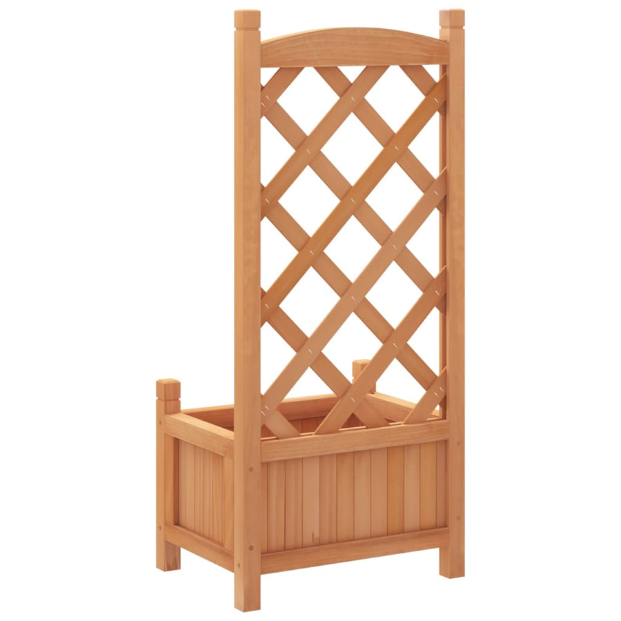 Plantenbak met latwerk massief vurenhout bruin 40 x 30 x 90 cm met latwerk