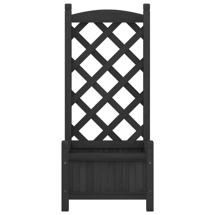 Plantenbak Met Latwerk Massief Vurenhout Zwart