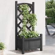Plantenbak met latwerk 40x30x90 cm zwart vurenhout