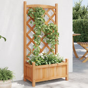 Plantenbak massief vurenhout bruin met latwerk 55x29.5x110 cm