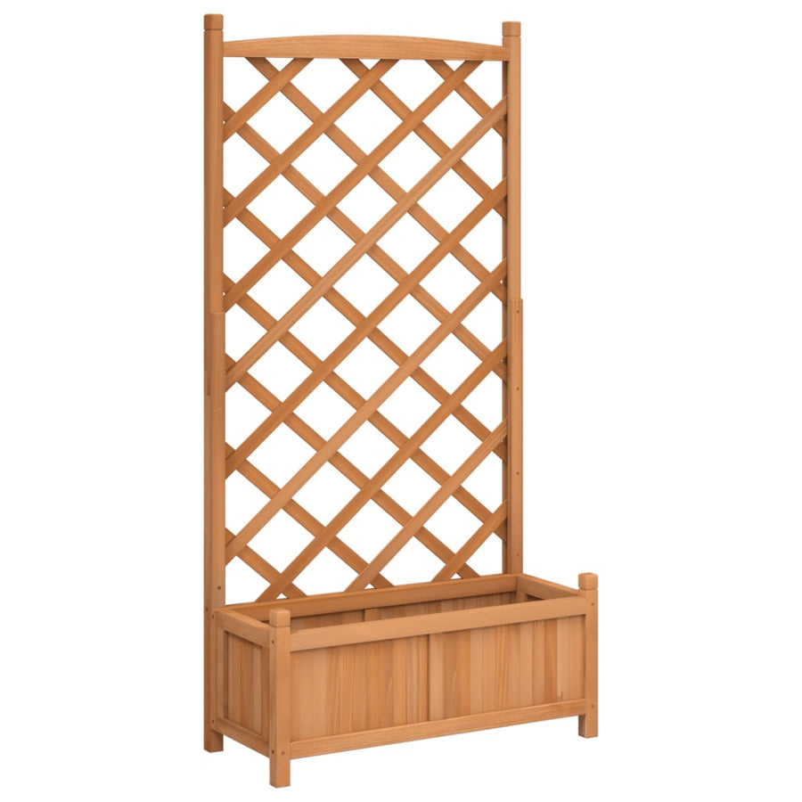 Plantenbak met latwerk massief vurenhout bruin 75 x 35 x 150 cm met latwerk