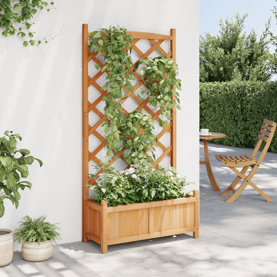 Plantenbak met latwerk massief vurenhout bruin 75 x 35 x 150 cm met latwerk