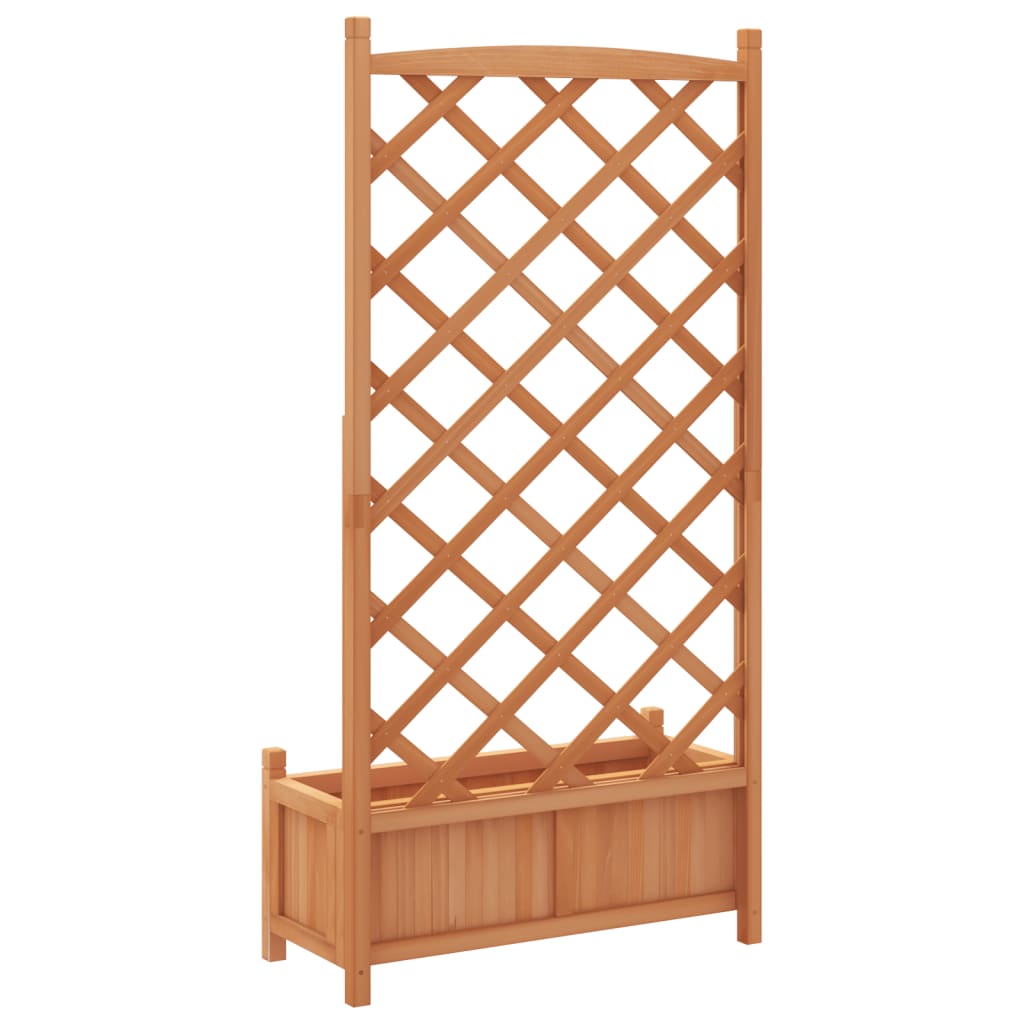 Plantenbak met latwerk massief vurenhout bruin 75 x 35 x 150 cm met latwerk