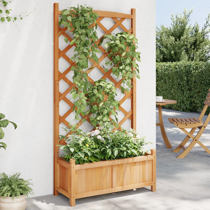 Plantenbak met latwerk massief vurenhout bruin 75 x 35 x 150 cm met latwerk