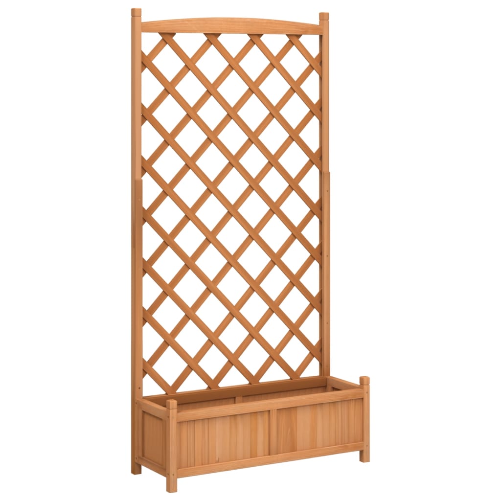 Plantenbak met latwerk massief vurenhout bruin 90 x 35 x 180 cm met latwerk