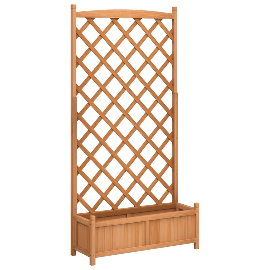 Plantenbak met latwerk massief vurenhout bruin 90 x 35 x 180 cm met latwerk