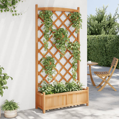 Plantenbak met latwerk massief vurenhout bruin 90 x 35 x 180 cm met latwerk
