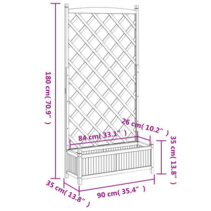 Plantenbak met latwerk massief vurenhout bruin 90 x 35 x 180 cm met latwerk