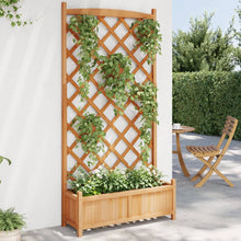 Plantenbak met latwerk massief vurenhout bruin 90 x 35 x 180 cm met latwerk