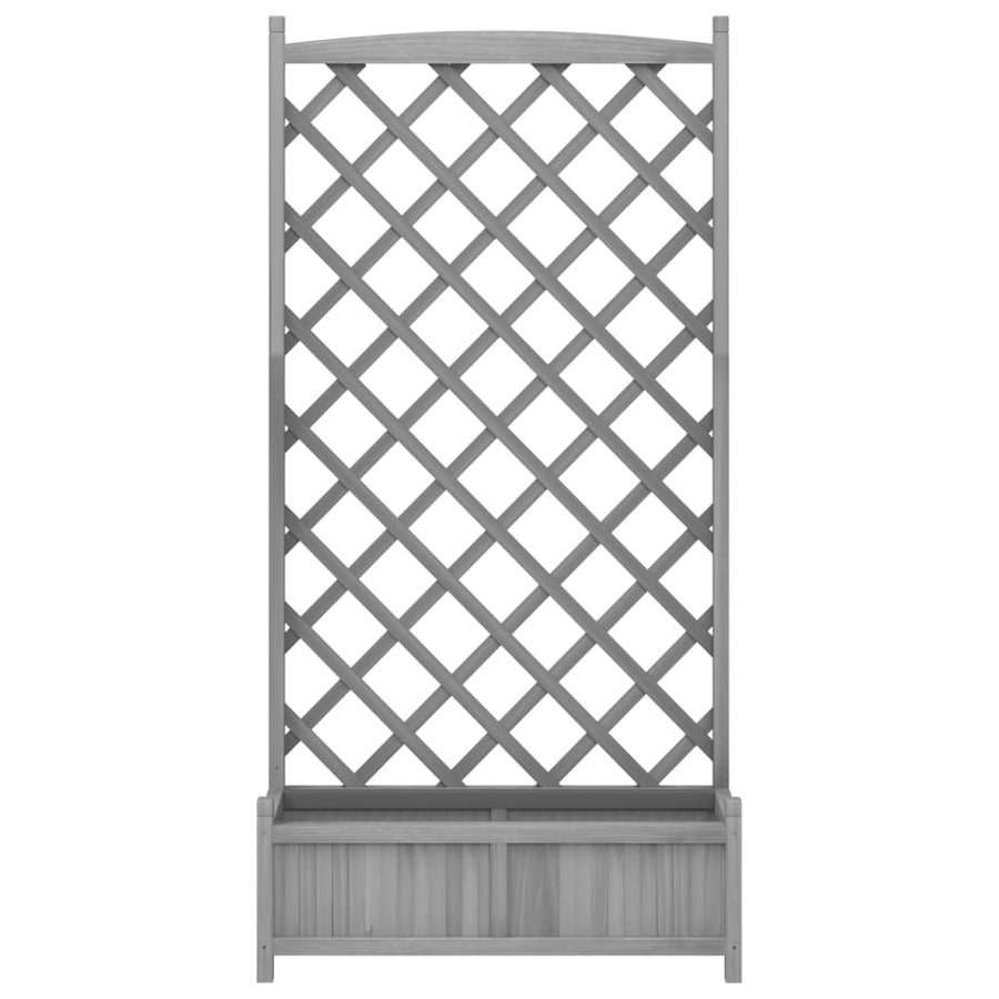 Plantenbak Met Latwerk Massief Vurenhout Grijs