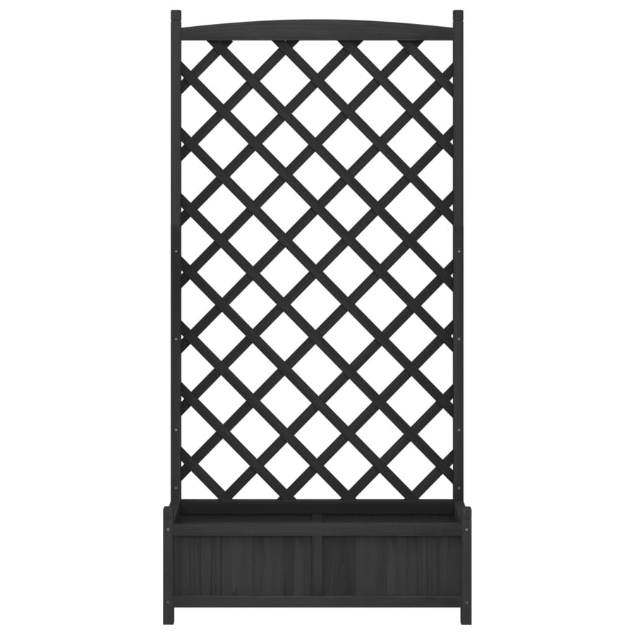 Plantenbak Met Latwerk Massief Vurenhout Zwart