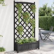 Plantenbak met latwerk 90x35x180 cm massief vurenhout zwart