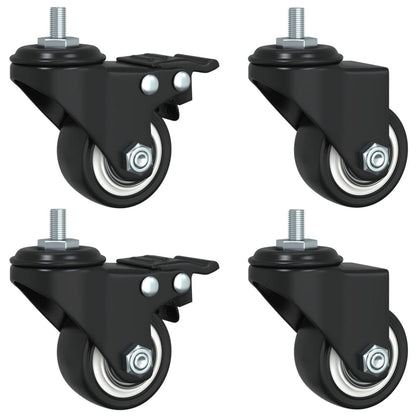 Zwenkwielen 4 Stuks 35 Mm Ijzer Zwart