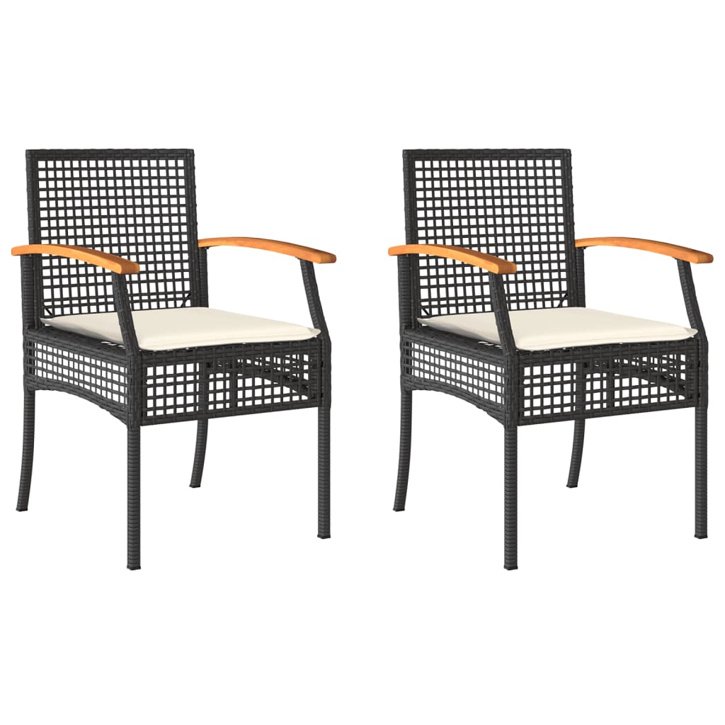 Tuinstoelen 2 St Met Kussens Poly Rattan En Acaciahout Zwart