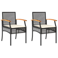 Tuinstoelen 2 St Met Kussens Poly Rattan En Acaciahout Zwart