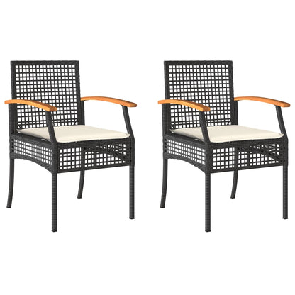 Tuinstoelen 2 St Met Kussens Poly Rattan En Acaciahout Zwart