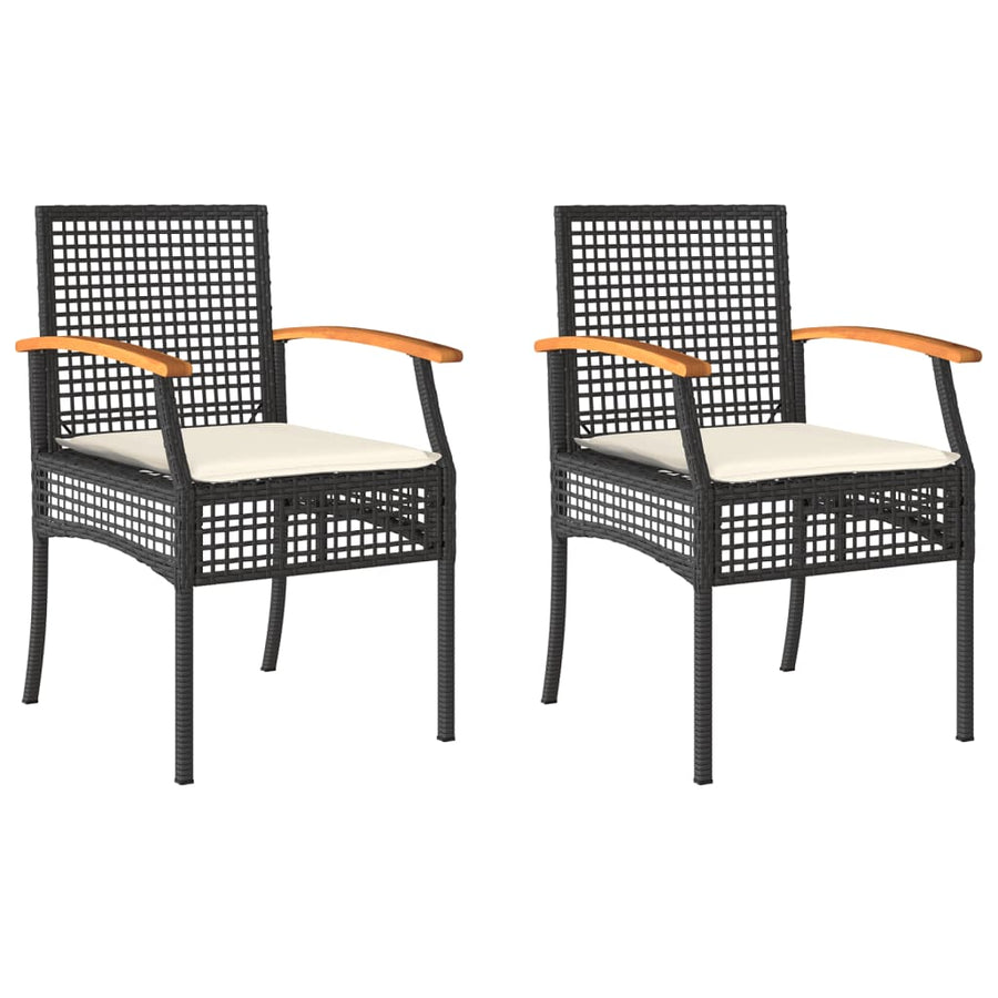 Tuinstoelen 2 St Met Kussens Poly Rattan En Acaciahout Zwart