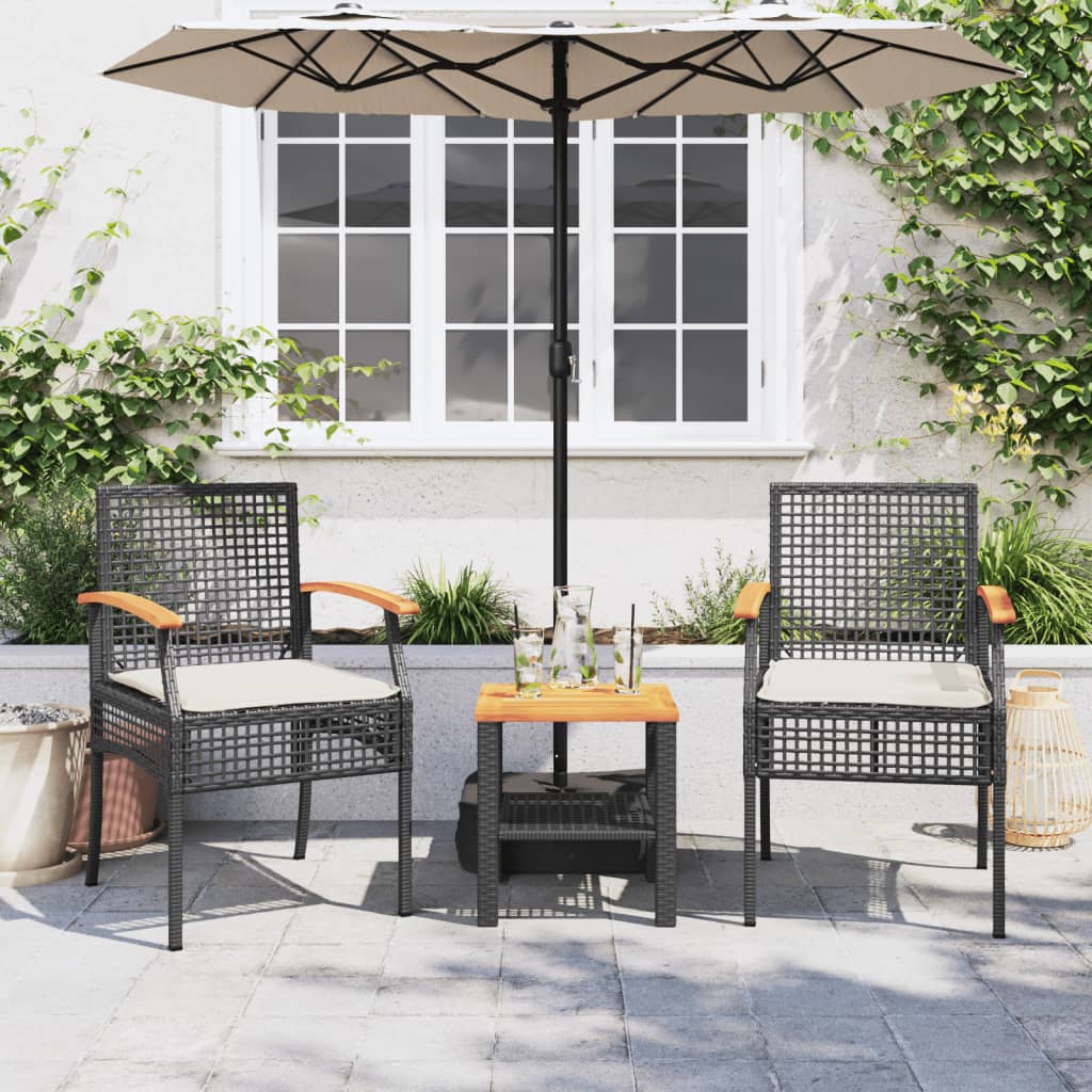 Tuinstoelen 2 St Met Kussens Poly Rattan En Acaciahout Zwart